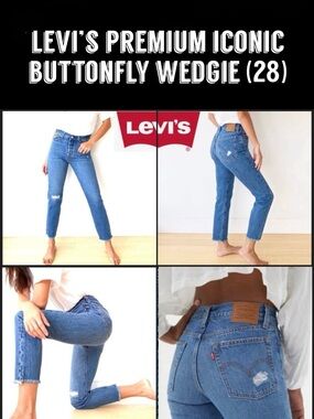 LEVI’S Premium Iconic Wedgie Button-fly Tapered Leg Frayed (28)